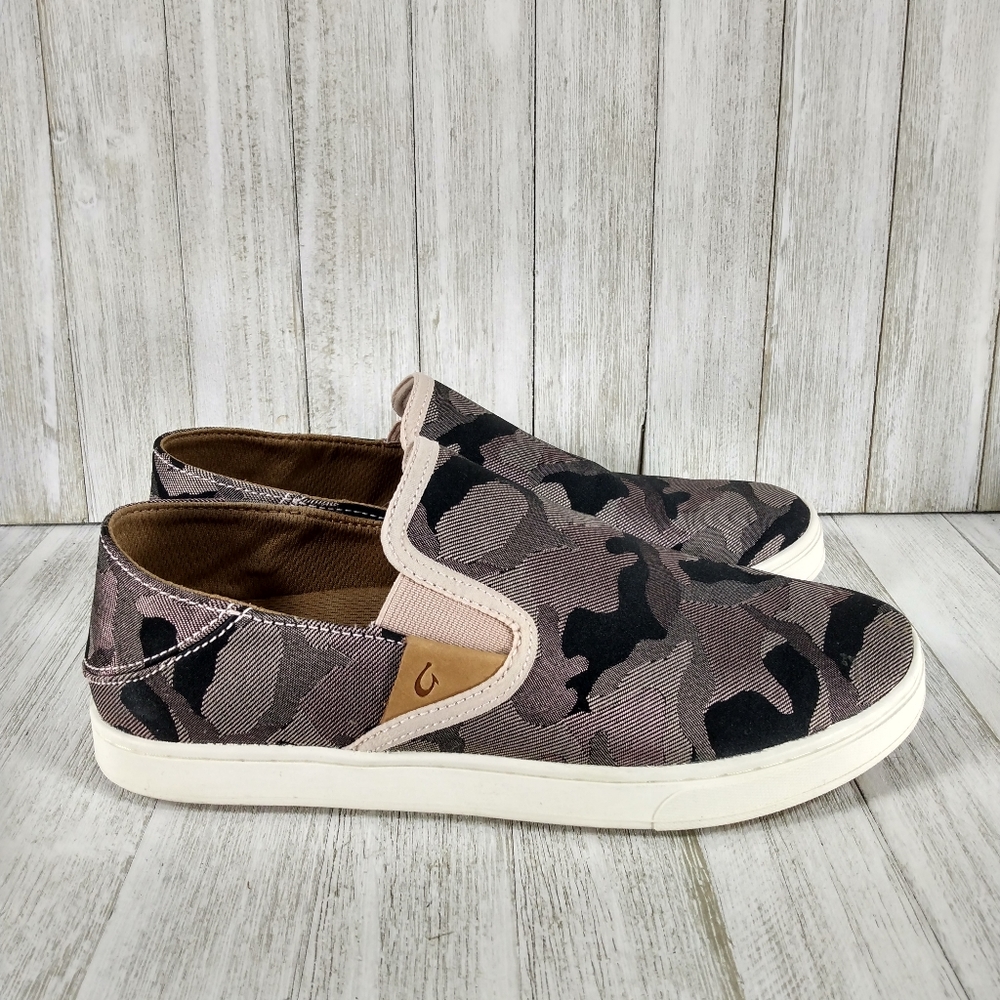 Olukai Pehuea Pa'i Slip On Sneaker Soft Pink Camo Women's 7
